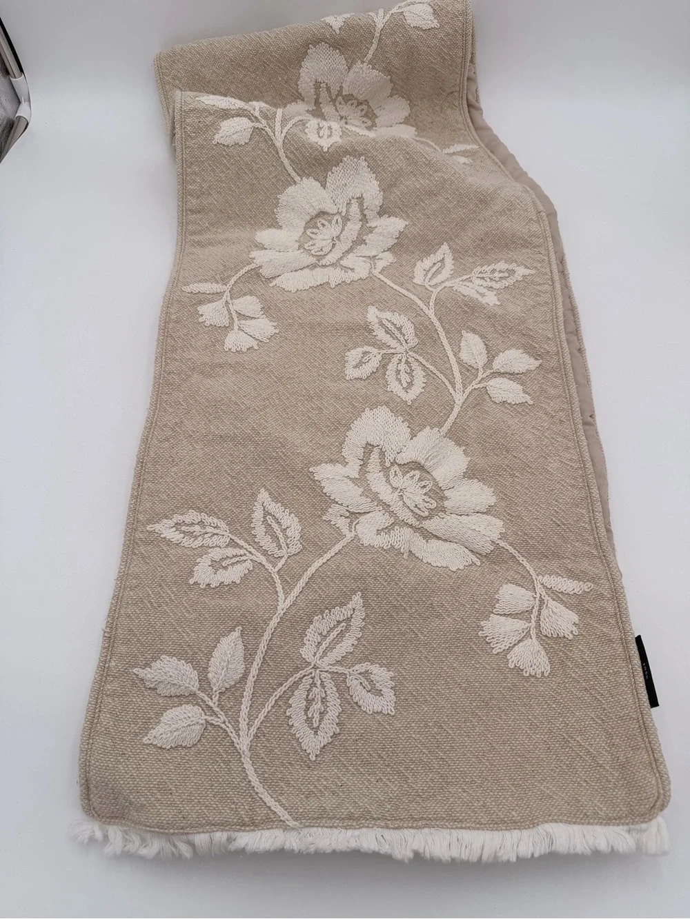 Beige Floral Table Runner 69” X 13.5”